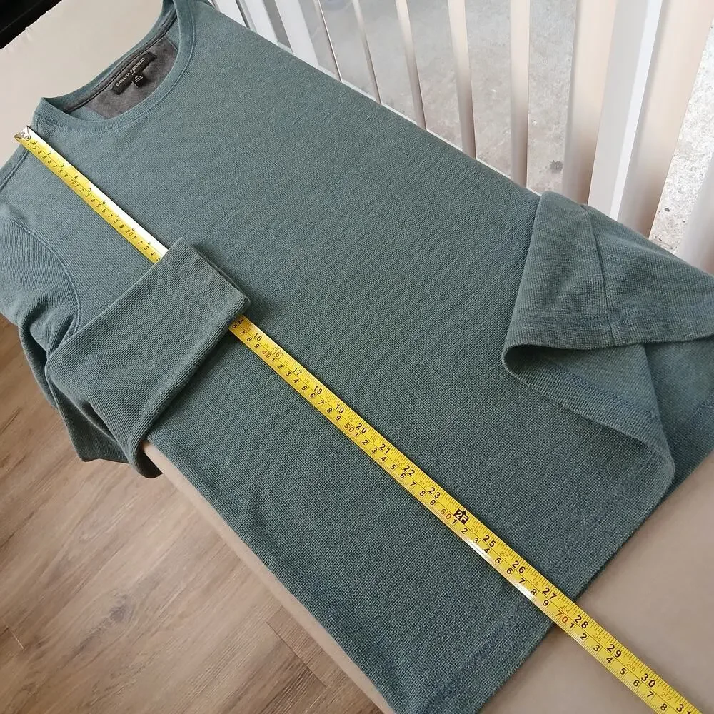 Banana Republic Waffle Knit Thermal Shirt Mens M blue teal long sleeve 359627